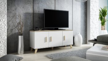 LOTTA Комод 150 3D CAMA Комод LOTTA '150' 3D  от польской фабрики CAMA MEBLE изготавливается в цвете:
белый матовый/дуб сонома