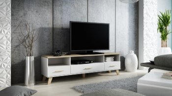 LOTTA Тумба ТВ 180 3S3K CAMA Тумба ТВ LOTTA '180' 3S3K от польской фабрики CAMA MEBLE изготовлена в цвете:
белый матовый/дуб сонома