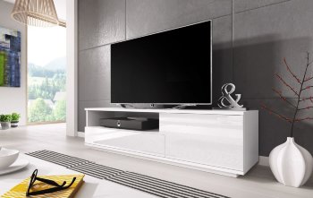 MUZA тумба ТВ CAMA Тумба ТВ MUZA фабрики Cama (Польша) выпускается в цвете:
корпус – белый матовый, черный матовый;
фасад – белый глянец, чёрный глянец.