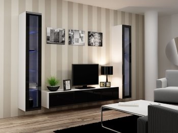 VIGO V Гостиная CAMA Гостиная с глянцевыми фасадами и подсветкой полок. Габариты: В/Ш/Г - 180/260/42