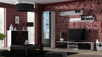 SOHO 2 Гостиная CAMA Гостиная с глянцевыми фасадами и подсветкой полок. Габариты: В/Ш/Г - 260/192/43 см