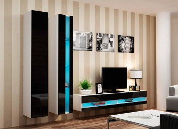 VIGO NEW V Гостиная CAMA Гостиная с глянцевыми фасадами и подсветкой полок. Габариты: В/Ш/Г - 180/260/42 см