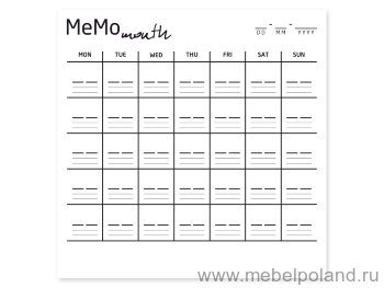 Магнитная накладка для фасадов - расписание Memo month Young Users by VOX 