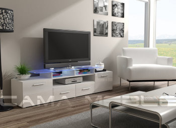 EVORA тумба ТВ CAMA Тумба ТВ Evora фабрики Cama (Польша) со столешницей из закаленного стекла толщиной 8 мм.

Выпускается в цвете:
корпус – белый матовый, черный матовый, венге матовый, слива матовый; 
фасад – белый глянец, кремовый глянец, серый глянец, бордо глянец, черный глянец, глянец.
Цвета корпуса и фасадов могут быть совмещены в любом сочетании!